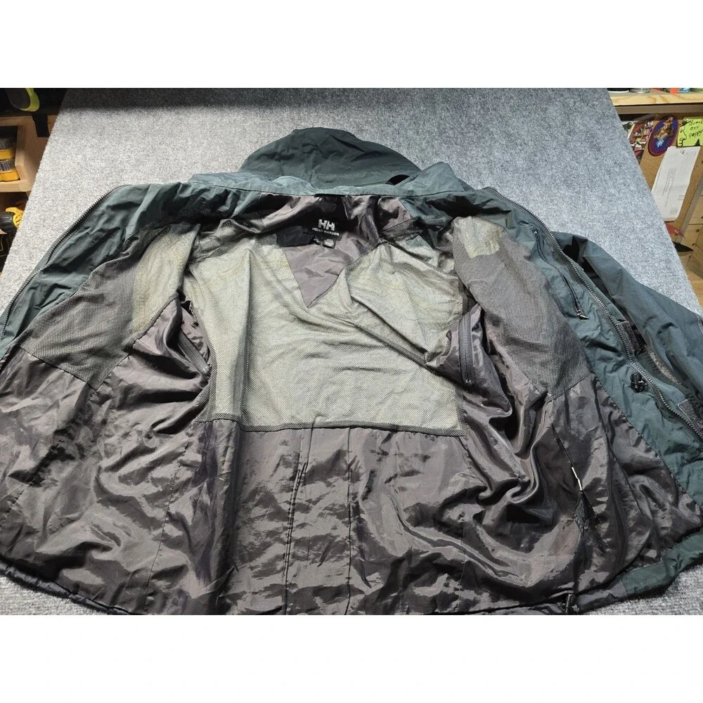 HELLY HANSEN Mens Large Waterproof HELLY-TECH Green Hooded Parka